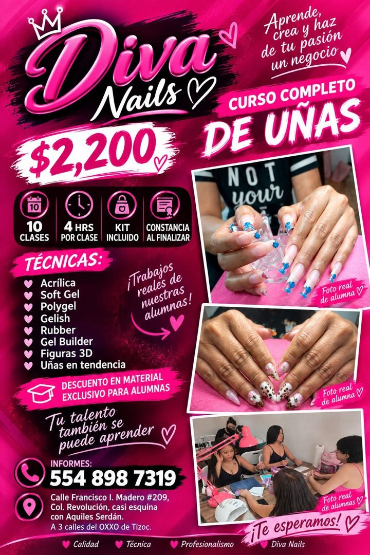 Anuncio de Diva Nails: curso completo de uñas