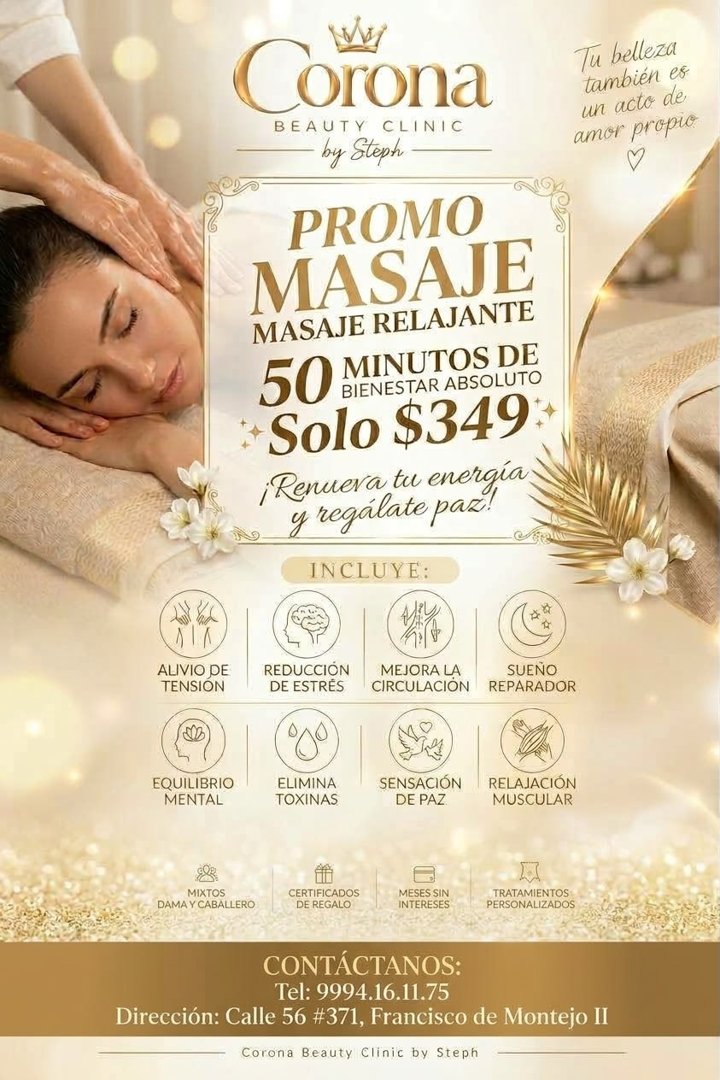 Anuncio de Corona Beauty Clinic: masaje relajante