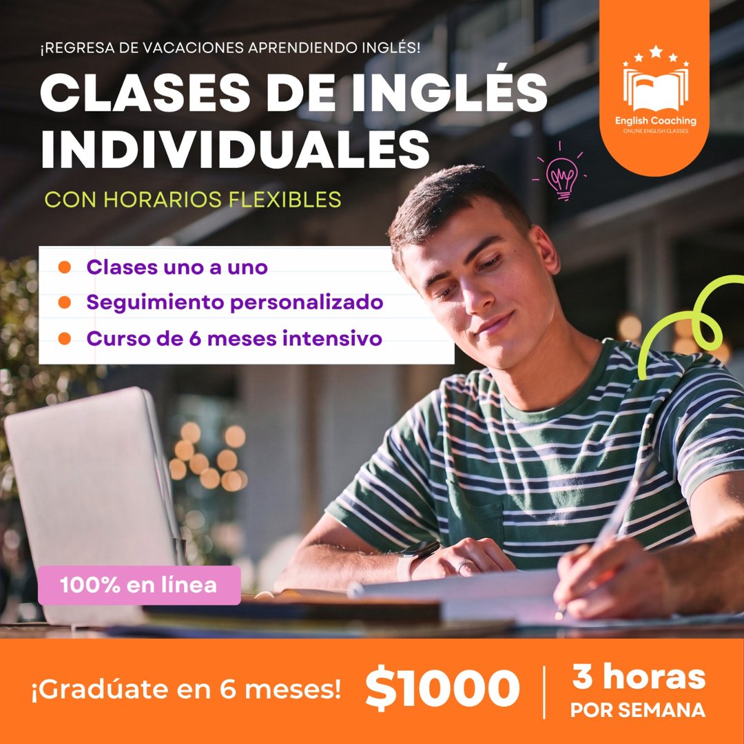 Anuncio de Lecciones individuales de inglés