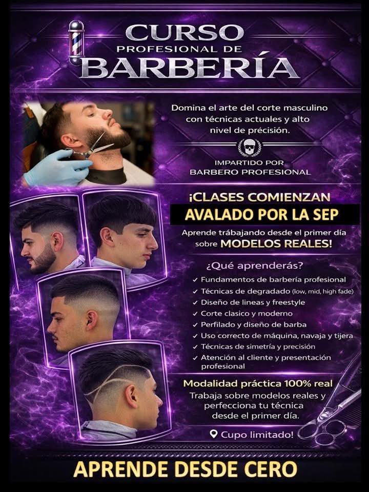 Anuncio de Instituto de Belleza La Hermosa Evolution: Curso profesional de barbería