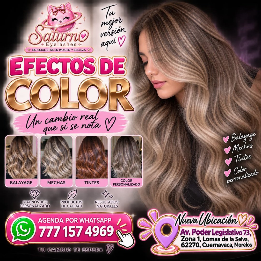 Anuncio de Saturno Eyelashes: cambio de color de cabello