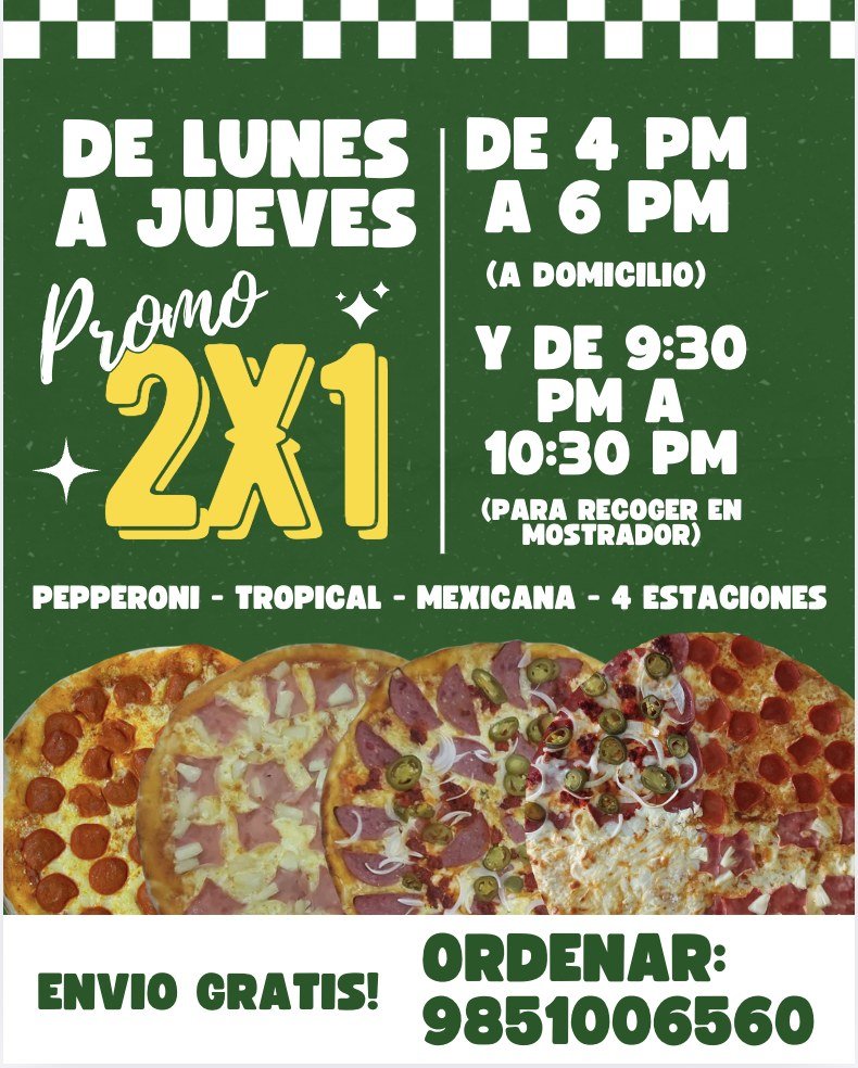 Anuncio de Pizza Romi's: pizzas