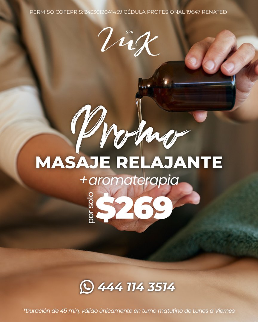 Anuncio de SPA MK: Masaje Relajante + aromaterapia