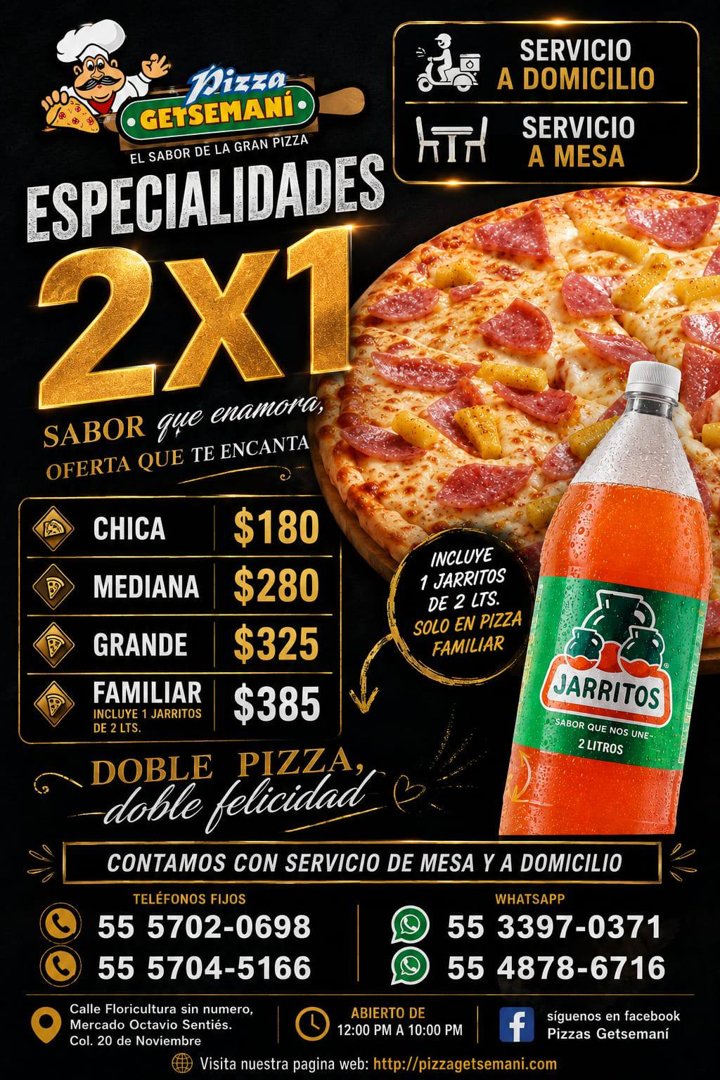 Anuncio de Pizza getsemaní: pizza