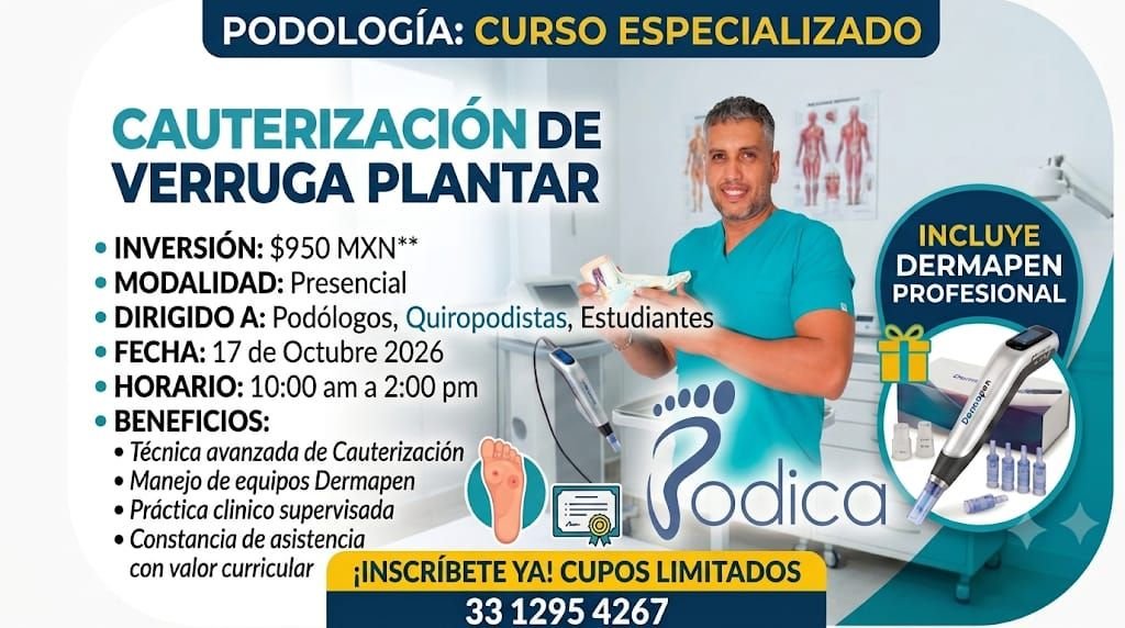 Anuncio de Podica: curso de cauterización de verruga plantar