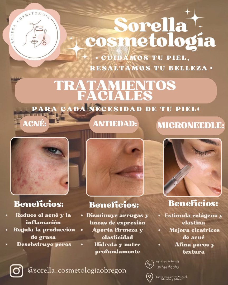 Anuncio de Sorella Cosmetología Suc. Obregón: tratamientos faciales