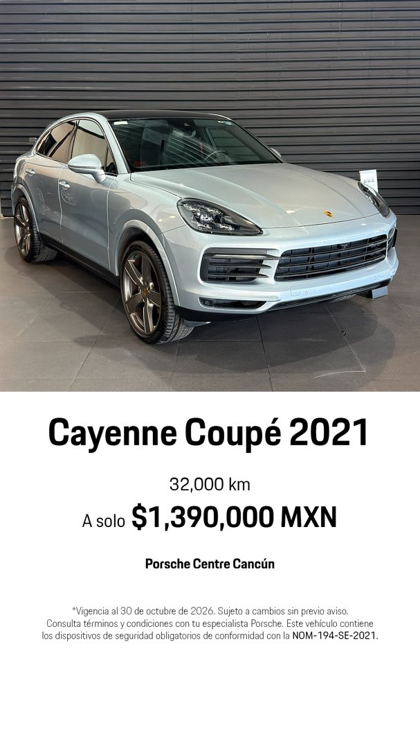 Anuncio de Porsche Centre Cancún: Coche Porsche Cayenne Coupé 2021