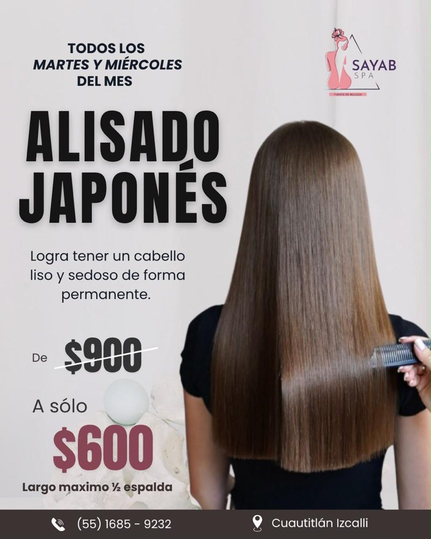 Anuncio de SAYAB SPA: Alisado japonés