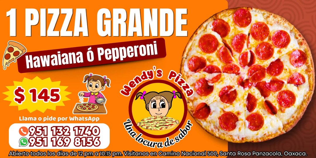 Anuncio de Wendy's Pizza: pizza grande