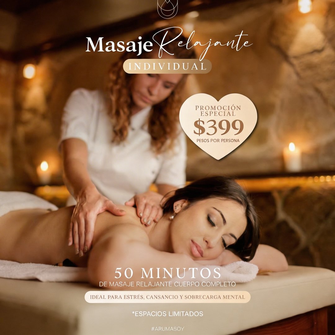 Anuncio de Aruma Wellness Center: Masaje Relajante Individual